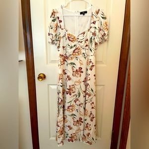 Cream floral midi dress